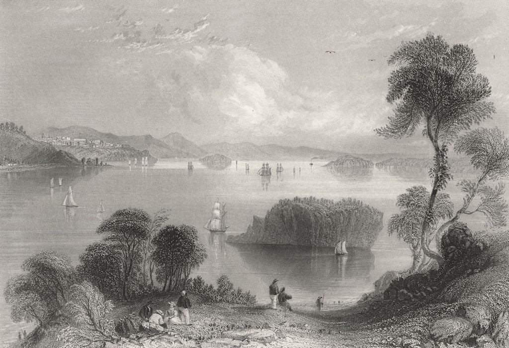 East Port and Passamaquoddy Bay, Maine. WH BARTLETT 1840 old antique print